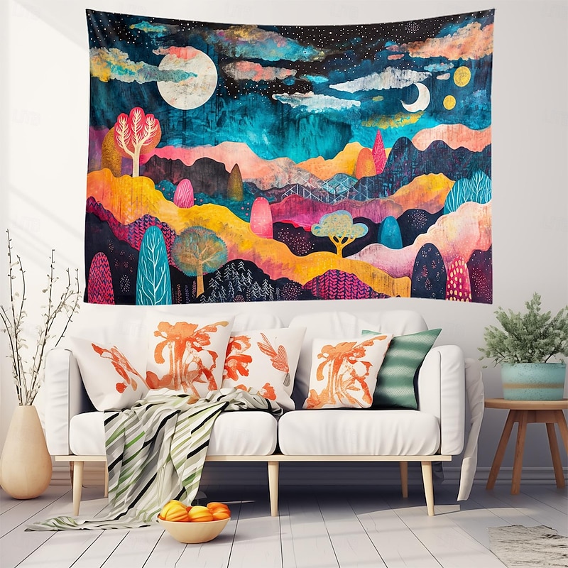 Asthetic Colorful Mountain Hanging Tapestry Wall Art Large Tapestry Mural Decor Photograph Backdrop Blanket Curtain Home Bedroom Living Room Decoration2