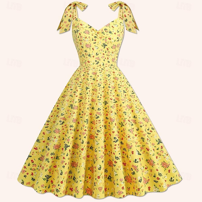 Retro Vintage 1950s Rockabilly Dress A-Line Dress Swing Dress Floral Fancy Dress Women's Halloween Carnival Masquerade Daily Wear Bachelorette Party Adults Dress Homecoming Dresses4