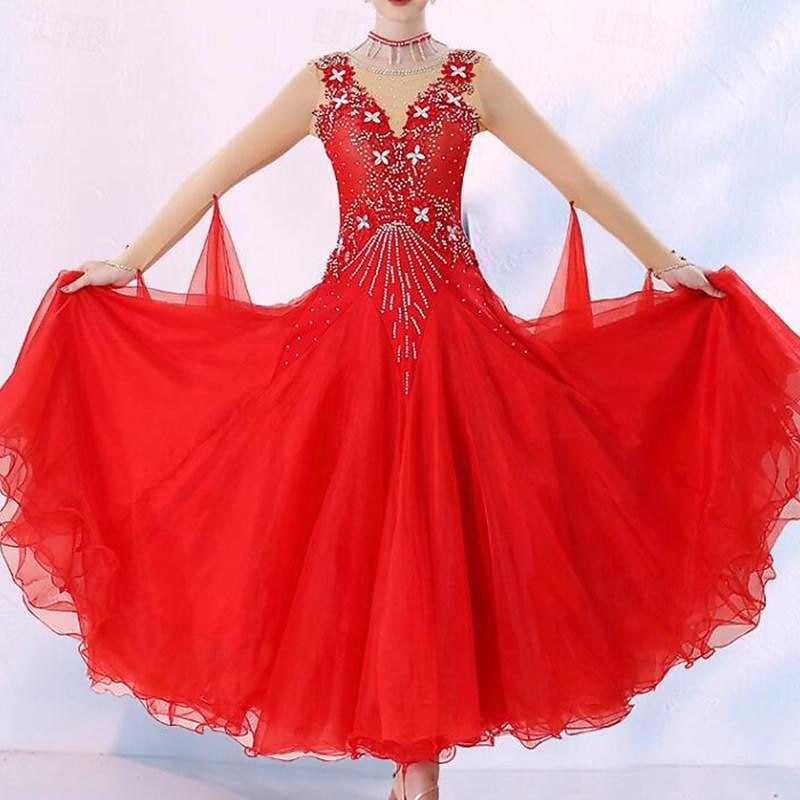 Ballroom Dance Dress Crystals / Rhinestones Women's Performance Daily Wear Long Sleeve Elastane
