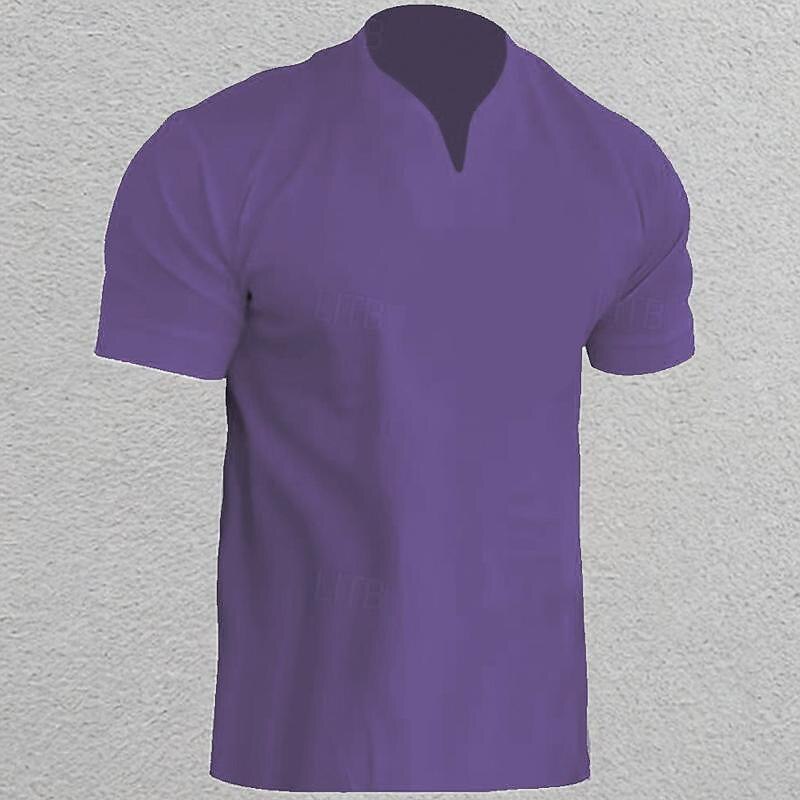 Men's T Shirt Tee Short Sleeve Shirt Tee Top Short Sleeve V Neck Spring &  Fall Plain Fashion Designer Basic Vacation Street Going out Black White Light Grey Top Tee for Men