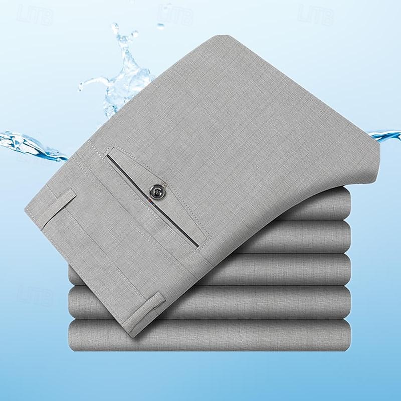 Men's Dress Pants Summer Pants Casual Pants Straight Leg High Rise Solid Color Breathable Quick Dry Full Length Casual Casual Trousers White gray Black High Waist Inelastic2