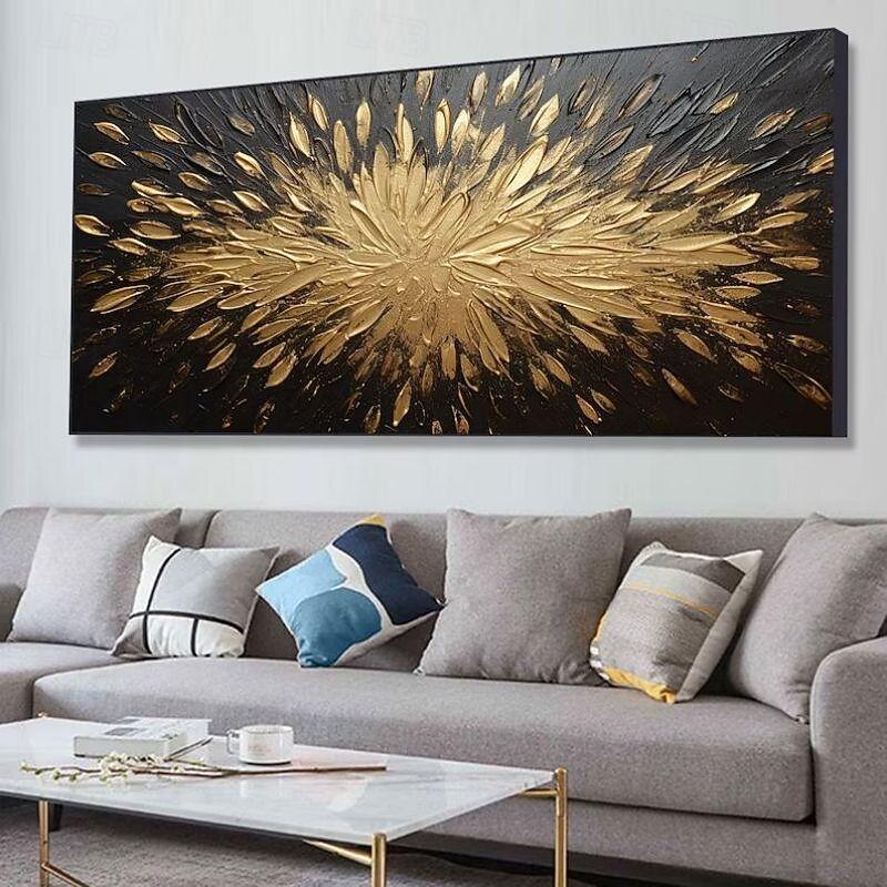 Handmade Oil Painting Canvas Wall Art Decoration Modern Abstract Texture Golden Black for Home Decor Rolled Frameless Unstretched Painting4