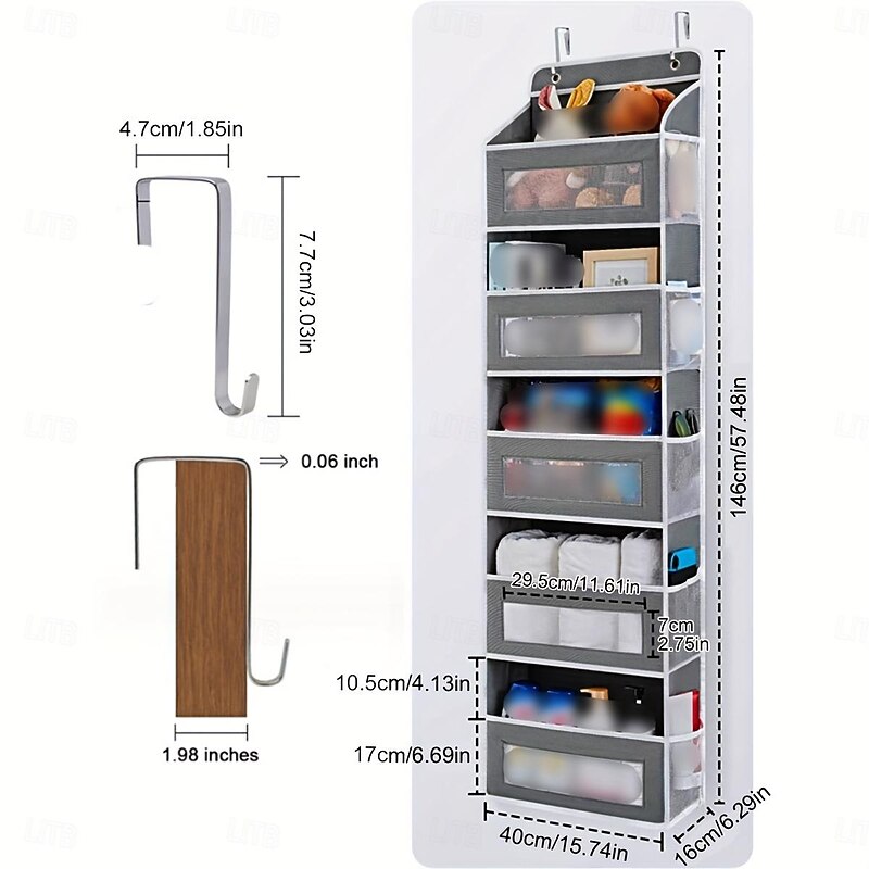 1pc Door Storage Device 5-Layer Camping Car Storage Device Rv Bathroom Storage Device Door Storage Device Toy Diaper Bedroom Closet Wall Mounted Door Hanging Storage Device2