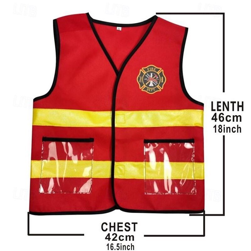 Boys Girls' Fireman Cosplay Costume Outfits For Masquerade Cosplay Kid's Vest Hat4