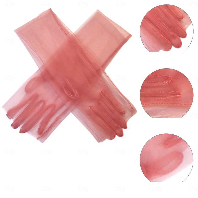 Women's Long Stretchy Mesh Tulle Sheer Gloves Costume Wedding Opera Halloween Party 1920's Dance Gloves4