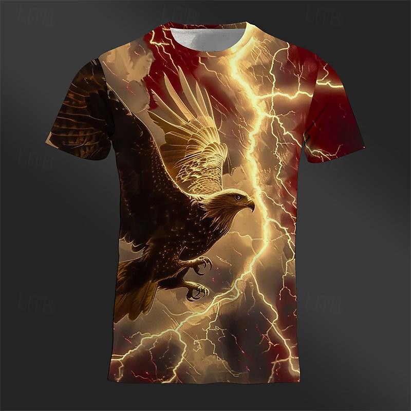 Men's Graphic Animal Eagle T Shirt Tee Top Short Sleeve T shirt 3D Print Crew Neck Shirt Designer Retro Vintage Casual Sports Outdoor Holiday Going out Yellow Red Royal Blue Spring & Summer Clothing3