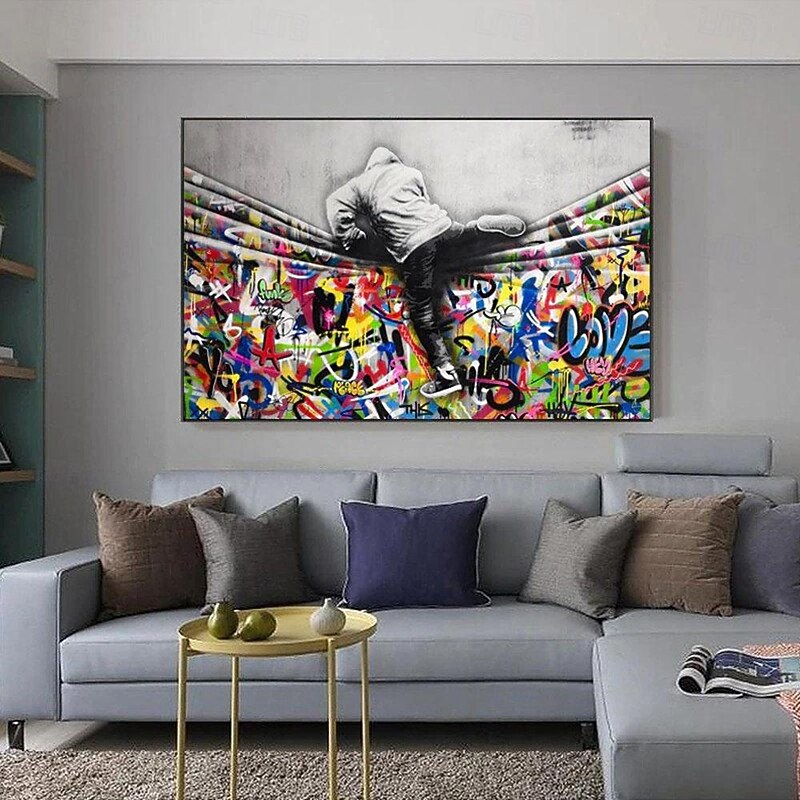 Street Art Handmade Hand Painted Graffiti Art Oil Painting Wall Art Urban Style Canvas Banksy Style Canvas Graffiti Art Modern Home Decor Rolled Canvas No Frame3