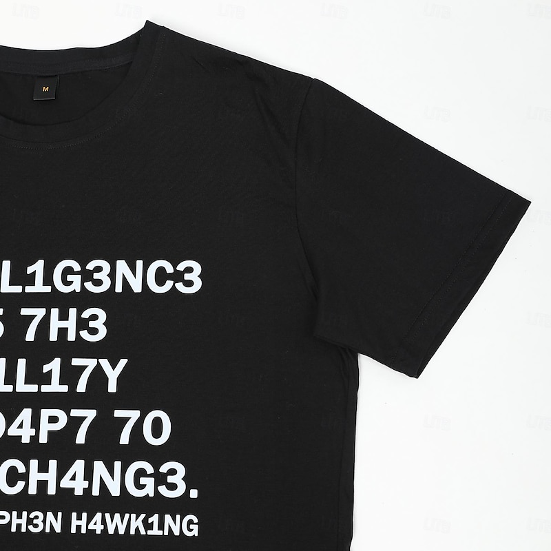Men's Short Sleeve Graphic T-Shirt with Stephen Hawking 'Intelligence is the Ability to Adapt to Change' Quote 8