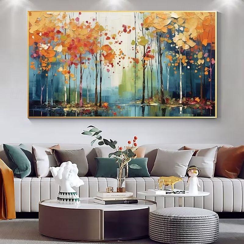 Handmade Oil Painting Canvas Wall Art Decoration Maple Grove Forest Abstract Landscape for Home Decor Rolled Frameless Unstretched Painting4