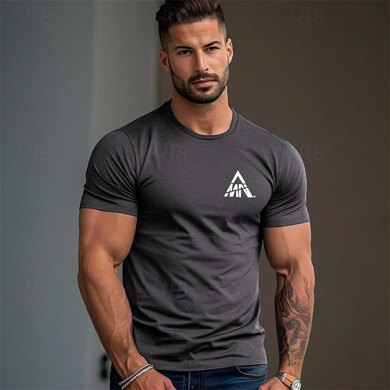 Men's Letter T Shirt Short Sleeve Shirt 100% Cotton Short Sleeve Graphic Shirt White Navy Blue Gray Comfortable Tee Vacation Street Fashion Designer Clothing4