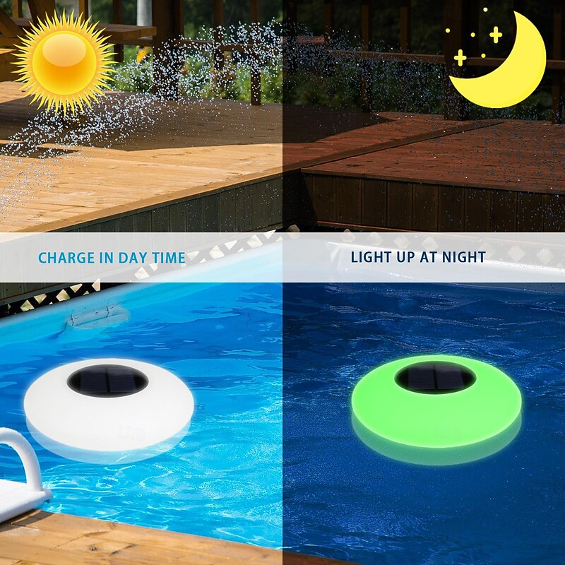 Solar Floating Pool Light with Remote Control, Submersiable LED Pool Light 16 RGB Color Changing Waterproof Outdoor Garden Lawn Pond Pool Party Decorative Light 1PC3