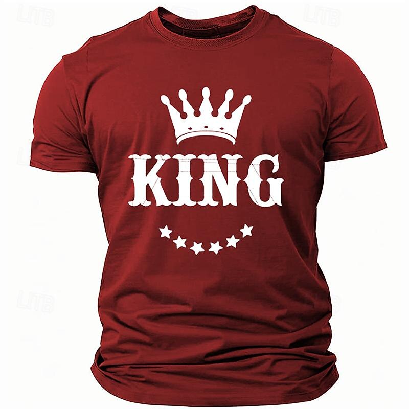 Men's Crown King T Shirt Tee Top Cotton Short Sleeve Graphic Shirt Heather Gray Black Red Comfortable Tee Vacation Street Fashion Designer Clothing4
