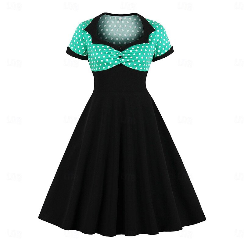 Polka Dots 1950s Grease Outfits Cocktail Dress Dress Flare Dress Polka dots Fancy Dress Women's Christmas Halloween Carnival Event / Party Cocktail Party Prom Adults' Dress