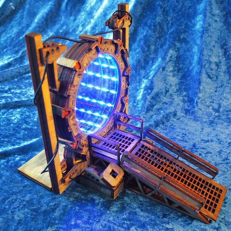 Stargate Bookends Ornaments Table Lamps Gifts LED Lighted Portal Bookends Two-Way Galaxy Door2