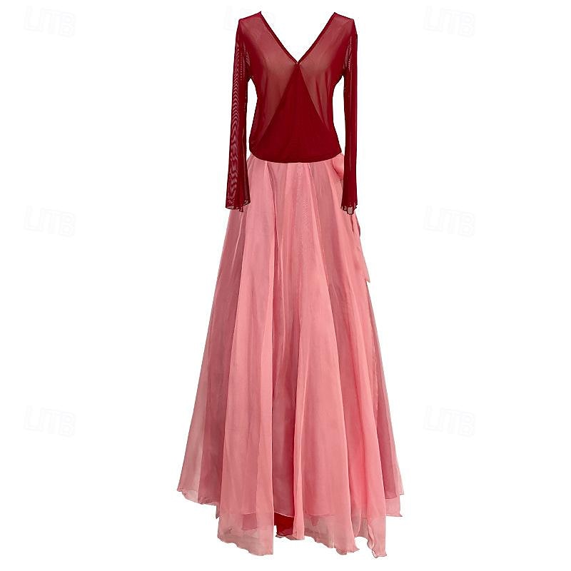 Ballroom Dance Skirts Lace Women's Performance Training Long Sleeve High Polyester4