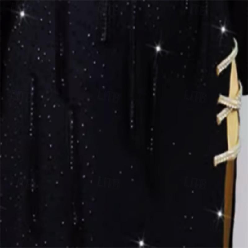 Latin Dance Dress Crystals / Rhinestones Women's Performance Daily Wear Long Sleeve Spandex4