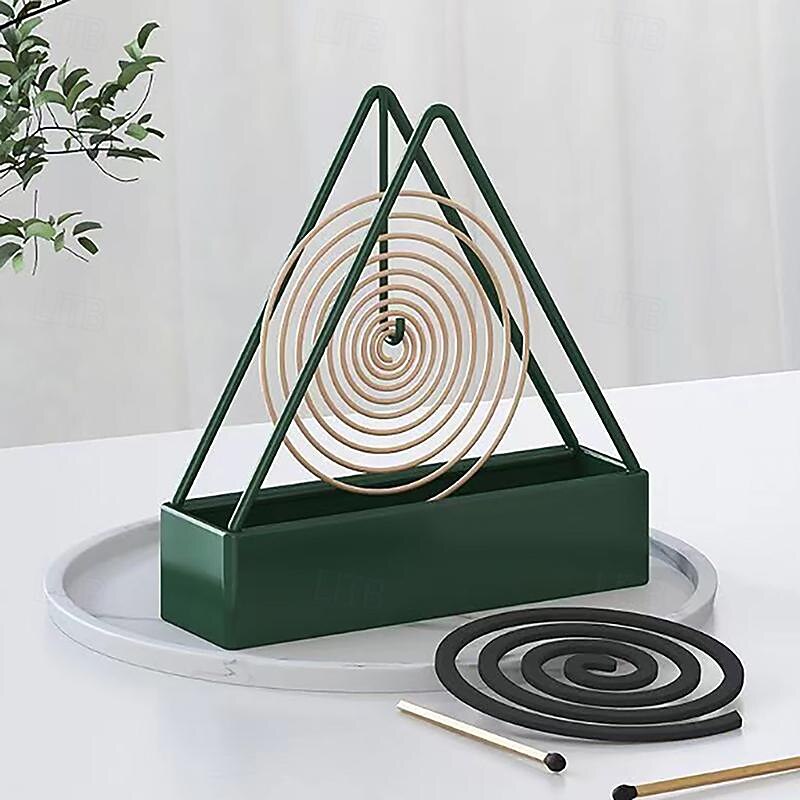 Iron Mosquito Coil Holder Incense Holders Coil Incense Burner Frame Repellent Incense Rack for Household Bedroom Patio Triangular Shape Mosquito Repellent Incense Rack Anti-scald Mosquito Coil Holder3