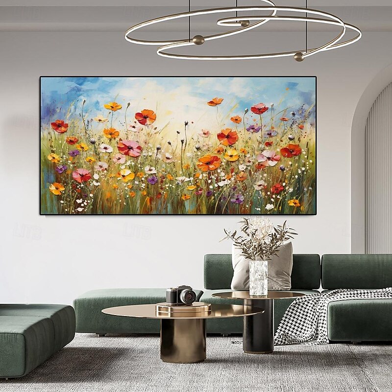 Flower oil painting on canvas handmade abstract colorful flower floral oil painting hand painted wall art canvas spring painting  for living room wall decor3