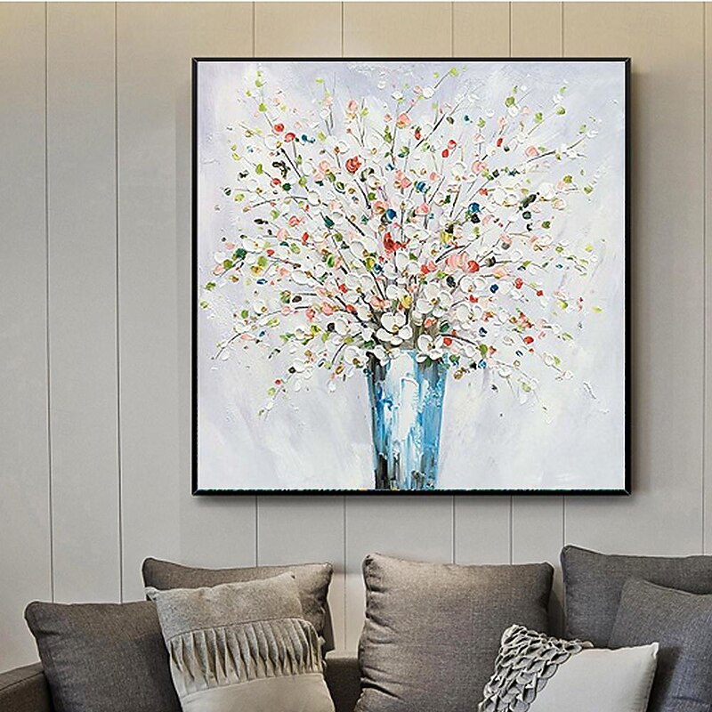 Flower Oil Painting On Canvas lhand painted Abstract Pink Flower Painting Flower Landscape Painting handmade Floral oil painting Wall Art Canvas Spring painting for Living Room Wall Art3