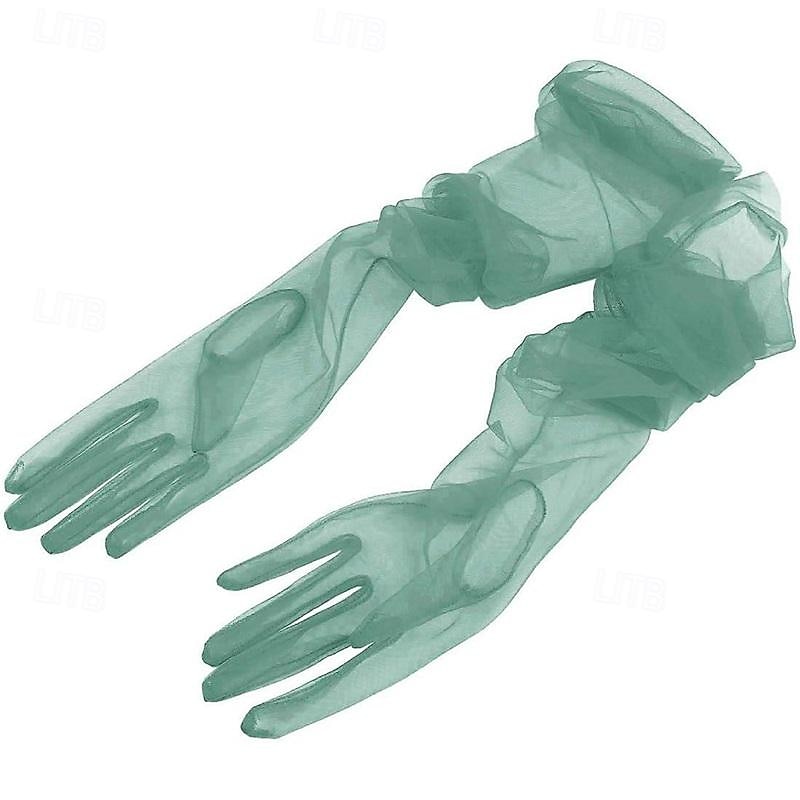 Aislor Women's Long Tulle Gloves Sheer Wedding Bridal Gloves Elbow Length Opera Party Gloves3