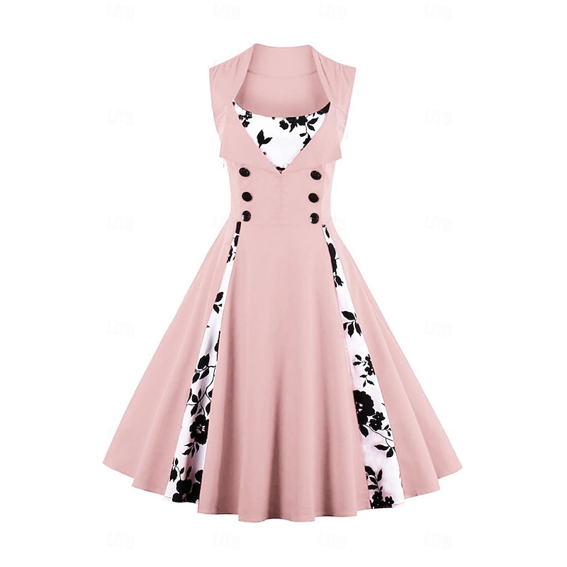 Retro Vintage 1950s Cocktail Dress Dress A Line Dress Flare Dress Floral Fancy Dress Women's Masquerade Event / Party Bachelorette Party Adults' Dress Homecoming Dresses4
