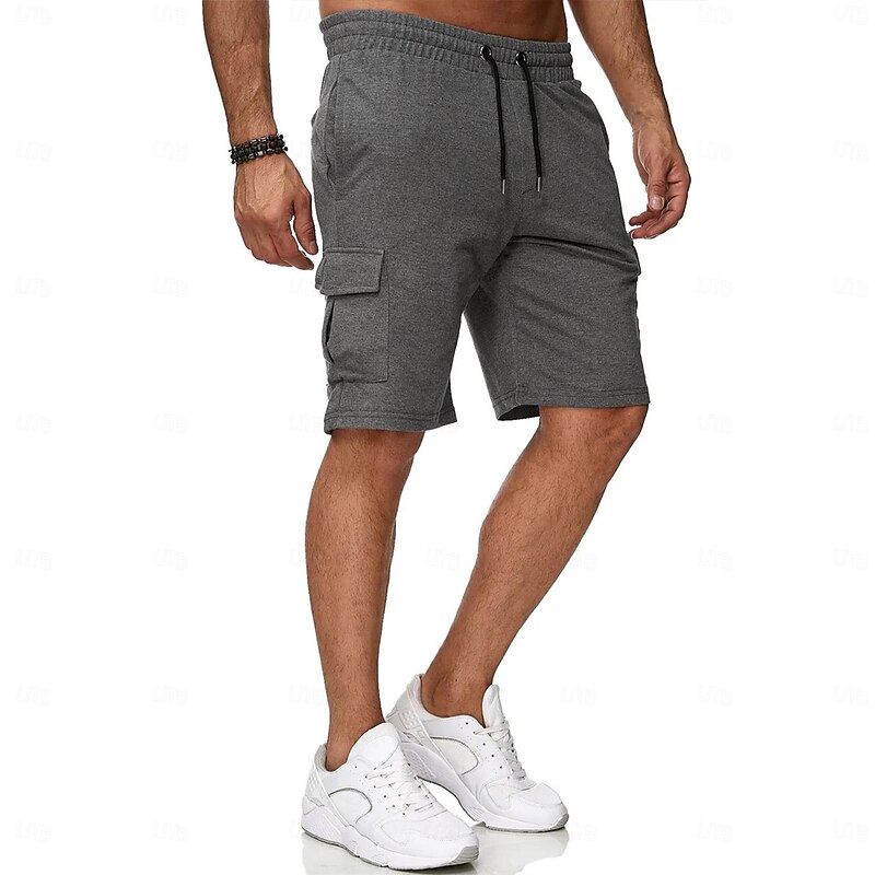 Men's Athletic Shorts Sweat Shorts Casual Shorts Drawstring Solid Colored Cycling Outdoor Knee Length Outdoor Leisure Sports Shorts Athleisure Black Blue Micro-elastic2
