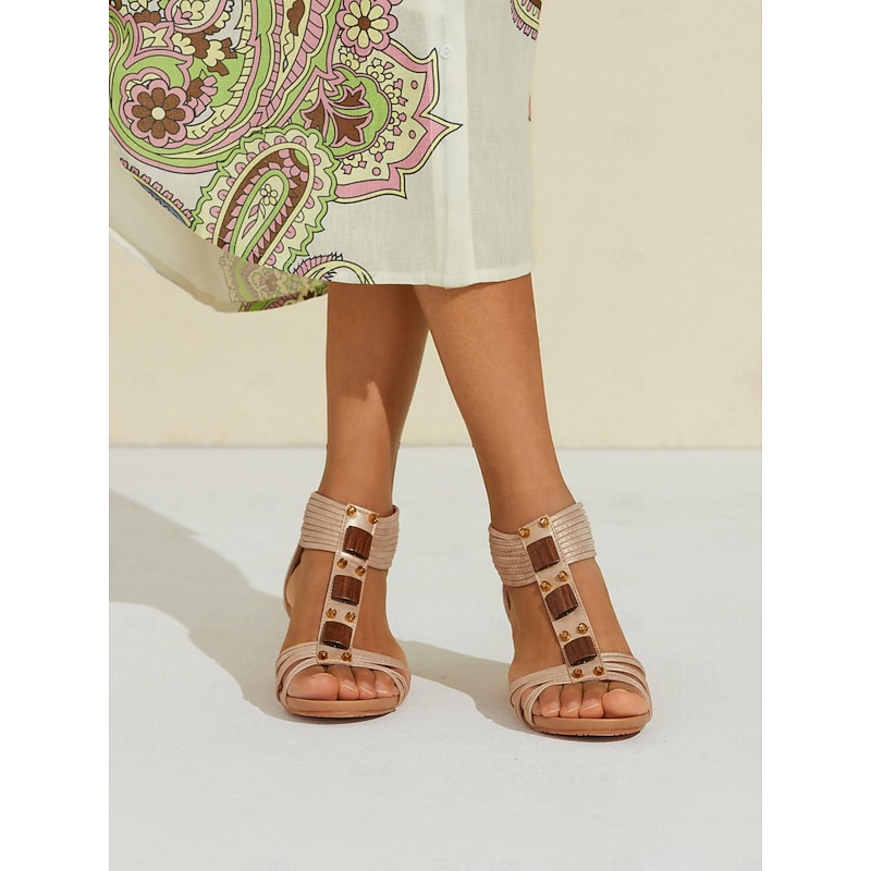 Women's Boho Wedge Sandals – Open-Toe Summer Shoes with Beaded Accents and Adjustable Strap for Casual and Beach Wear4