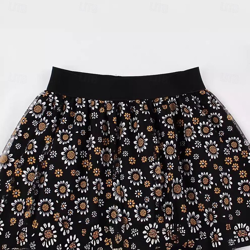 Retro Vintage 1950s Grease Outfits Rockabilly Skirt Tulle Skirt Floral Daisy Floral Fancy Dress Women's Halloween Masquerade Wedding Guest Tea Party Casual Daily Adults Skirt3