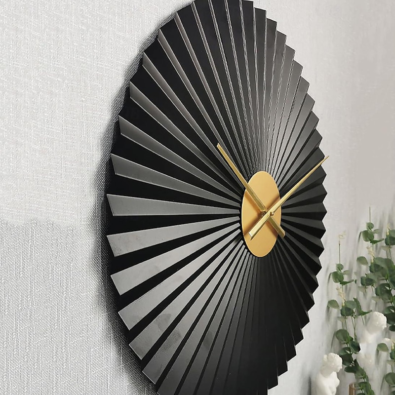 Creative Organ Fold Wall Clock,Modern Round Decorative Wall Clock Silent Non-Ticking Metal Iron Wall Clock for Living Room Bedroom Hotel Porch,Gold,40/60/80cm3