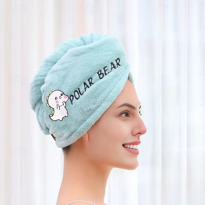 Dry Hair Cap Embroidery Cap Double-Layer Shower Cap Quick-Drying Strong Water Absorption Thickened Home Bag Hair Dry Hair Towel Back To School College Student4