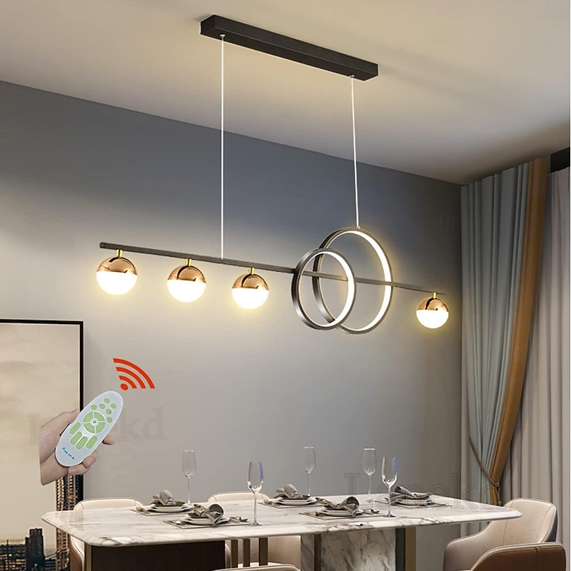 Kitchen Island Light/Lighting Over Table 80/95/120cm Farmhouse Lighting Fixtures Ceiling Hanging Pendant Modern Linear Chandelier with Clear Glass Globe Shade for Dining Room 110-240V