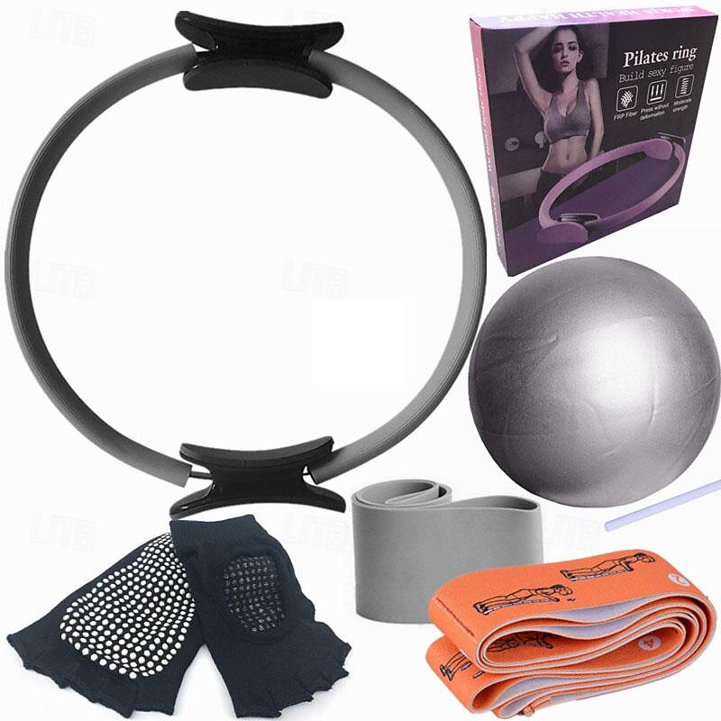 Pilates Circle Six Piece Yoga Ball Latex Elastic Ring Yoga Socks Position Belt Fitness Set Six Piece Set Box - Main Image