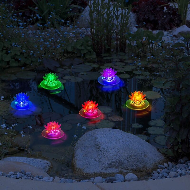 Solar Lotus Swimming Pool Floating Light Solar Pond Night Light RGB Outdoor Garden Lawn Pool Holiday Party Landscape Decoration