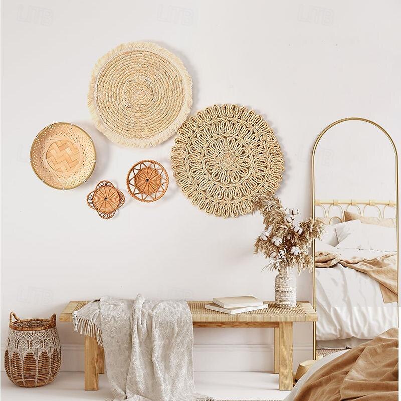 Wall Hanging Bohemian Gourd Grass Rattan Wall Decoration Round Ceiling Pendant Living Room Bedroom Study2