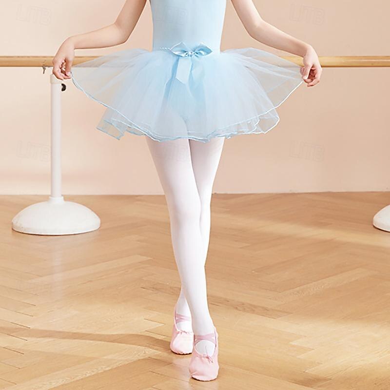 Kids' Dancewear Ballet Skirts Bowknot Pure Color Splicing Girls' Performance Training High Tulle4