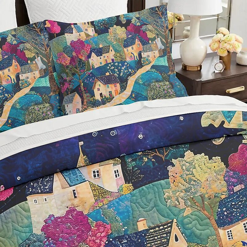 100% Cotton Duvet Cover Set Landscape Pattern Set Soft 3-Piece Luxury Bedding Set Home Decor Gift King Queen Duvet Cover3