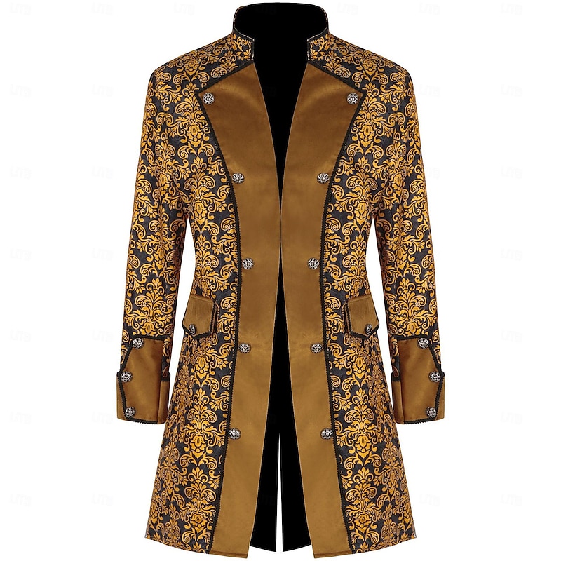 Retro Vintage Punk & Gothic Medieval Cosplay Costume Cloak Tuxedo Vampire Gentleman Fancy Dress Men's Pirate Royal Steampunk Halloween Carnival Masquerade Party / Evening Adults' Coat3