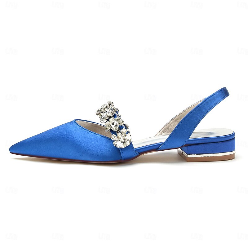 Women's Wedding Shoes Flats Ladies Shoes Valentines Gifts White Shoes Wedding Party Daily Wedding Flats Bridal Shoes Bridesmaid Shoes Rhinestone Flat Heel Pointed Toe Elegant Fashion Luxurious Satin4