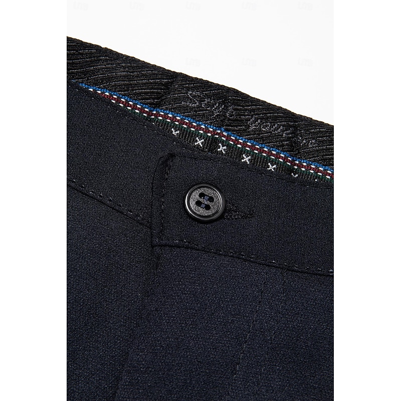 Men's Dress Pants Trousers Slacks Suit Pants Pocket Plain Comfort Breathable Ankle-Length Wedding Office Business Chic & Modern Classic Black Deep Blue High Waist Micro-elastic3