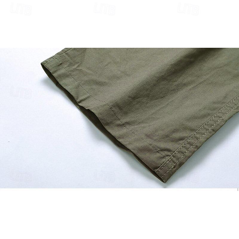 Men's Cargo Pants Cargo Trousers Trousers Drawstring Elastic Waist 6 Pocket Plain Comfort Outdoor Daily Going out 100% Cotton Fashion Streetwear Black Yellow4