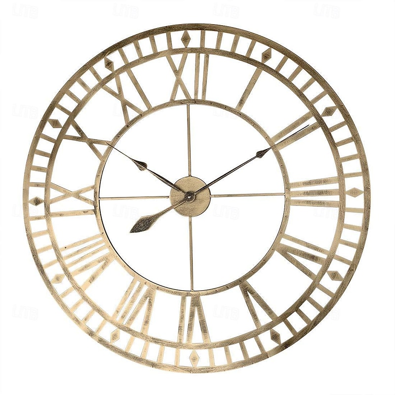 Outdoor Wall Clock Large Roman Numerals Design 3D Decorative Wall Clock Silent Quartz Clock Large Wall Clocks for Living Room Kitchen Outdoor Country House Hallway in Courtyard Loft 40 60 cm4