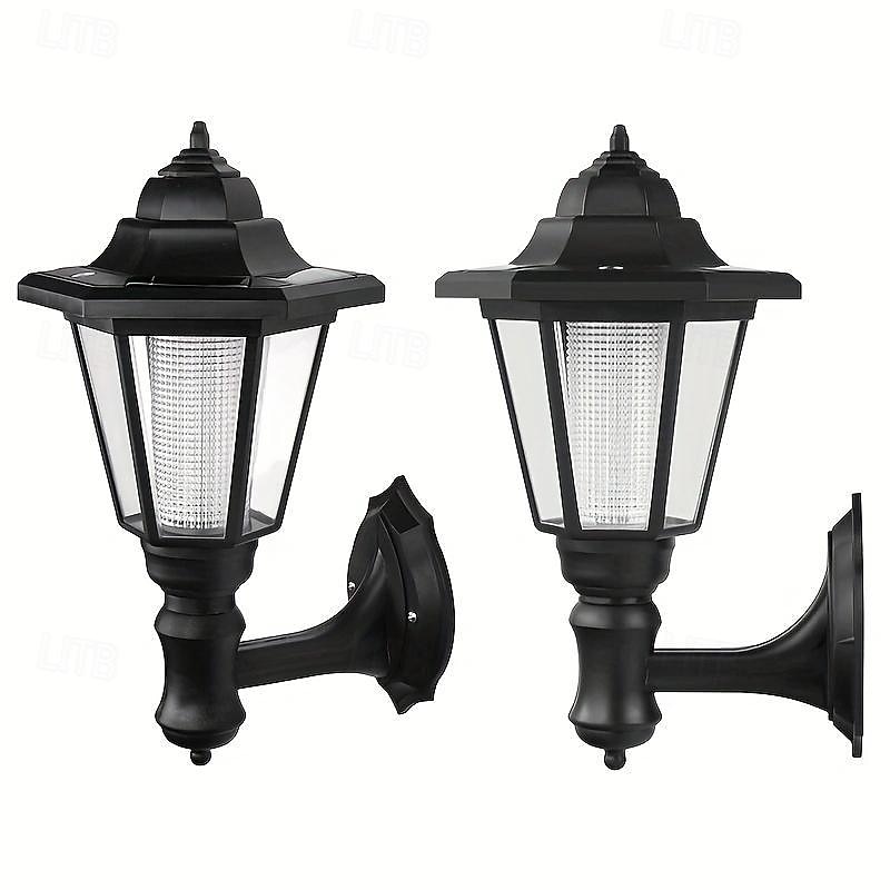 1pc Solar Wall Light Outdoor, Solar Hexagonal Light, IP65 Waterproof, Solar Fence Light, Auto On/Off Retro LED Wall Lamp, Heat Resistant Light Decor, Solar Landscape Light (White/Warm Light)4