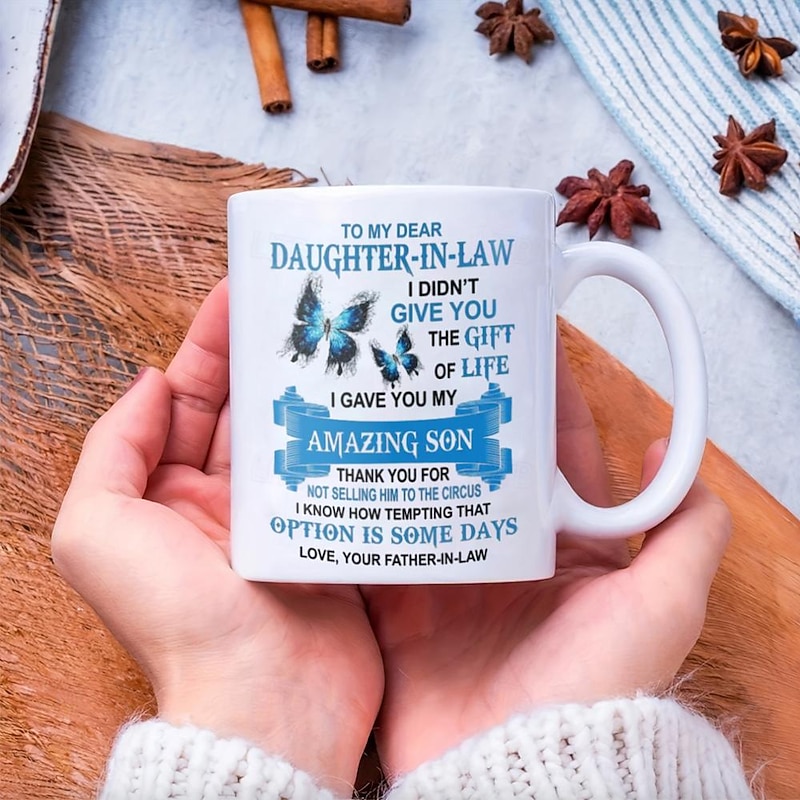 Cofee Mug ,To My Dear Daughter-In-Law 3D Print Mug,Ceramic Funny Coffee Mug White 1.2oz/330ml4