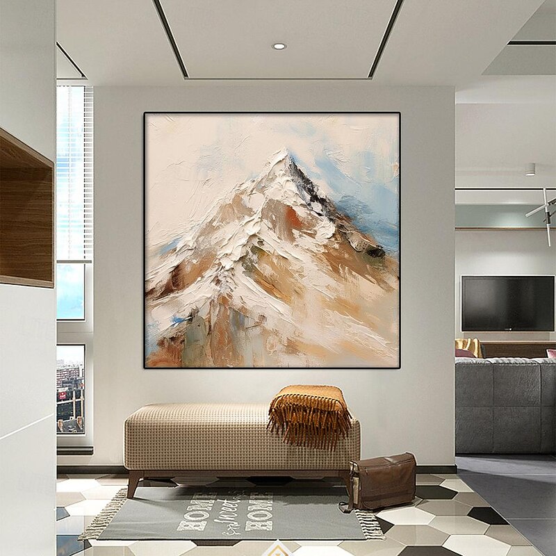 Abstract Snow Mountain oil painting handmade Landscape Oil Painting On Canvas Modern white mountain painting For Living room decoration Mountain Plated snowy white painting Wall Art Painting