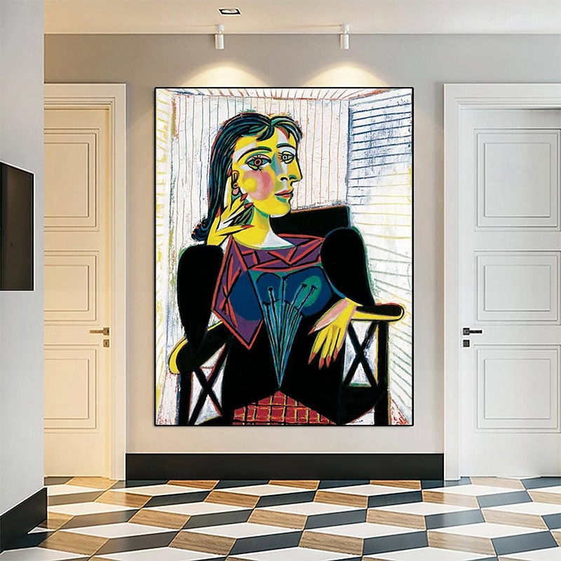 Pablo Picasso painting hand painted FRAME Portrait of Dora Maar seated painting Handmade Pablo Picasso Oil Painting Hand Painted Vertical Abstract People Classic Modern4