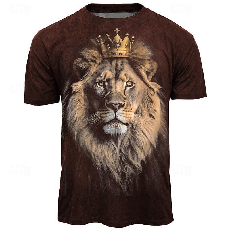 Easter Men's Animal Lion T Shirt Short Sleeve T shirt 3D Print Crew Neck Shirt Daily Designer Retro Vintage Sports Outdoor Holiday Going out Black Burgundy Navy Blue Spring & Summer Clothing Apparel4