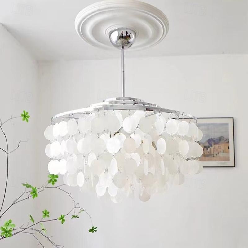 Led Chandelier French Medieval Design Metal Shell Natural Cream Style Dining Room Bar Cafe Warm Light 1-Light 28-80Cm 110-120V 220-240V4