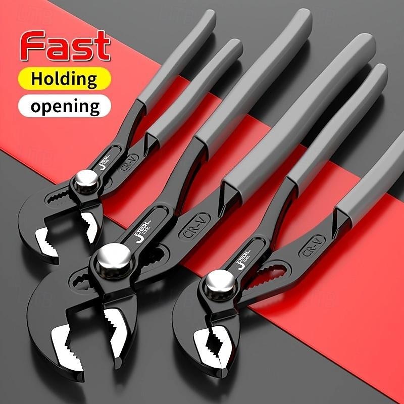 Water Pump Pliers Quick-Release Plumbing Pliers Pipe Wrench Adjustable Water Pipe Clamp Pliers Household Hand Tools Multi-functional Kitchen Sink Spanner Wrench That Defend Bath