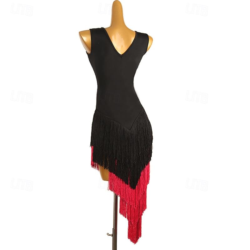 Latin Dance Latin Salsa Dance Dress Tassel Women's Performance Daily Wear Sleeveless Spandex2