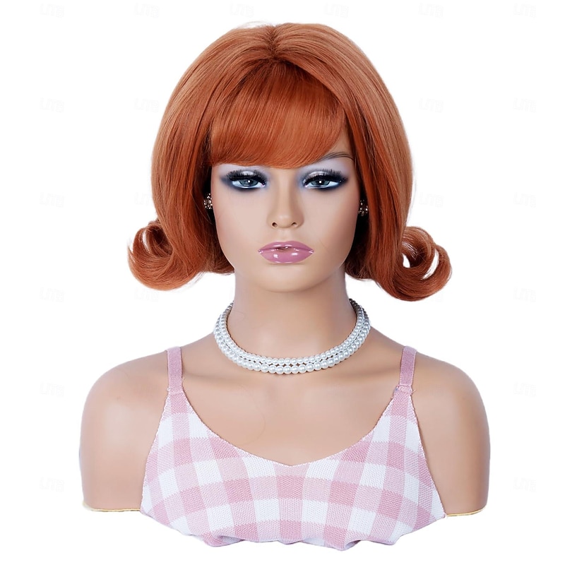 Copper Wig for Women Short Curly Retro Beehive Wig with Bangs Ginger 70's 80's Synthetic Costume Wig for Halloween Cosplay Daily Use2